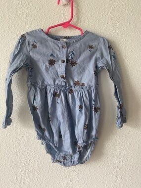 Carter's Blue Floral Button-Front Toddler Top